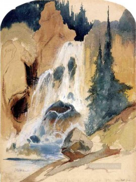 Thomas Moran Painting - Crystal Falls Rocky Mountains School Thomas Moran